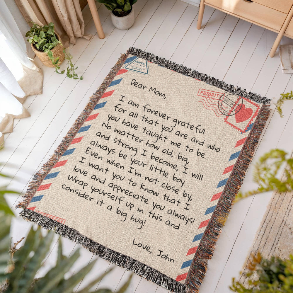 Dear Mom - From Son - Personalized Woven Blanket - SS361