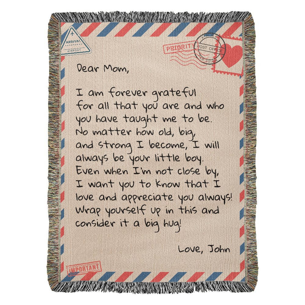 Dear Mom - From Son - Personalized Woven Blanket - SS361