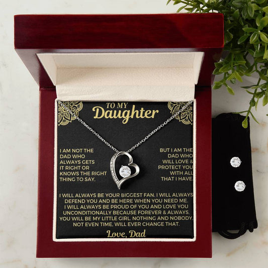 Christmas Sale | Forever Necklace - To My Daughter- Free Zirconia Earrings