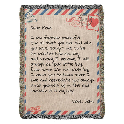 Dear Mom - From Son - Personalized Woven Blanket - SS361