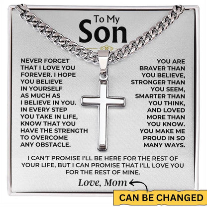 To My Son - Cuban Link - Artisan Cross - Gift Set - SS542S