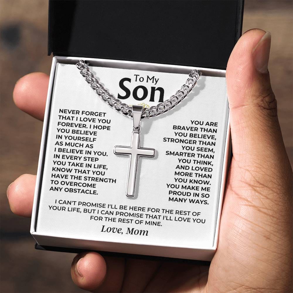 To My Son - Cuban Link - Artisan Cross - Gift Set - SS542S