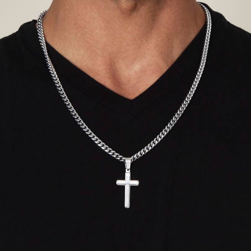 To My Son - Cuban Link - Artisan Cross - Gift Set - SS542S